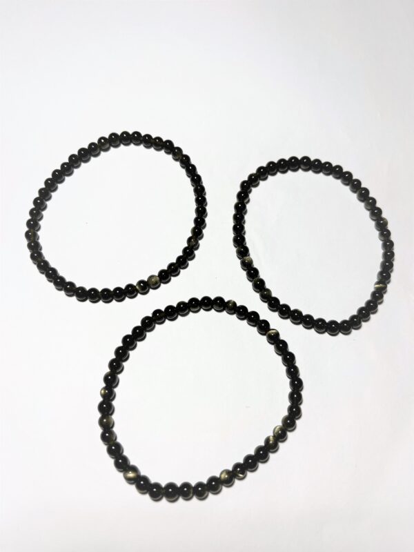 Obsidian - Guld Armband (4 mm)